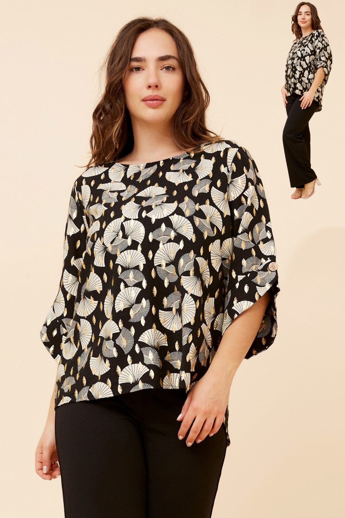 Tobi Foil Printed Top T734967 Black