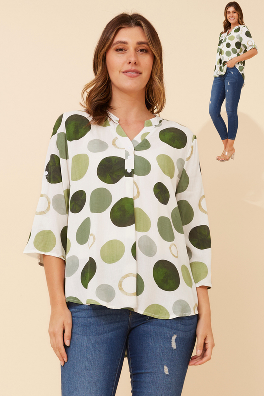 Recce Polka Dot Blouse T736718 Green