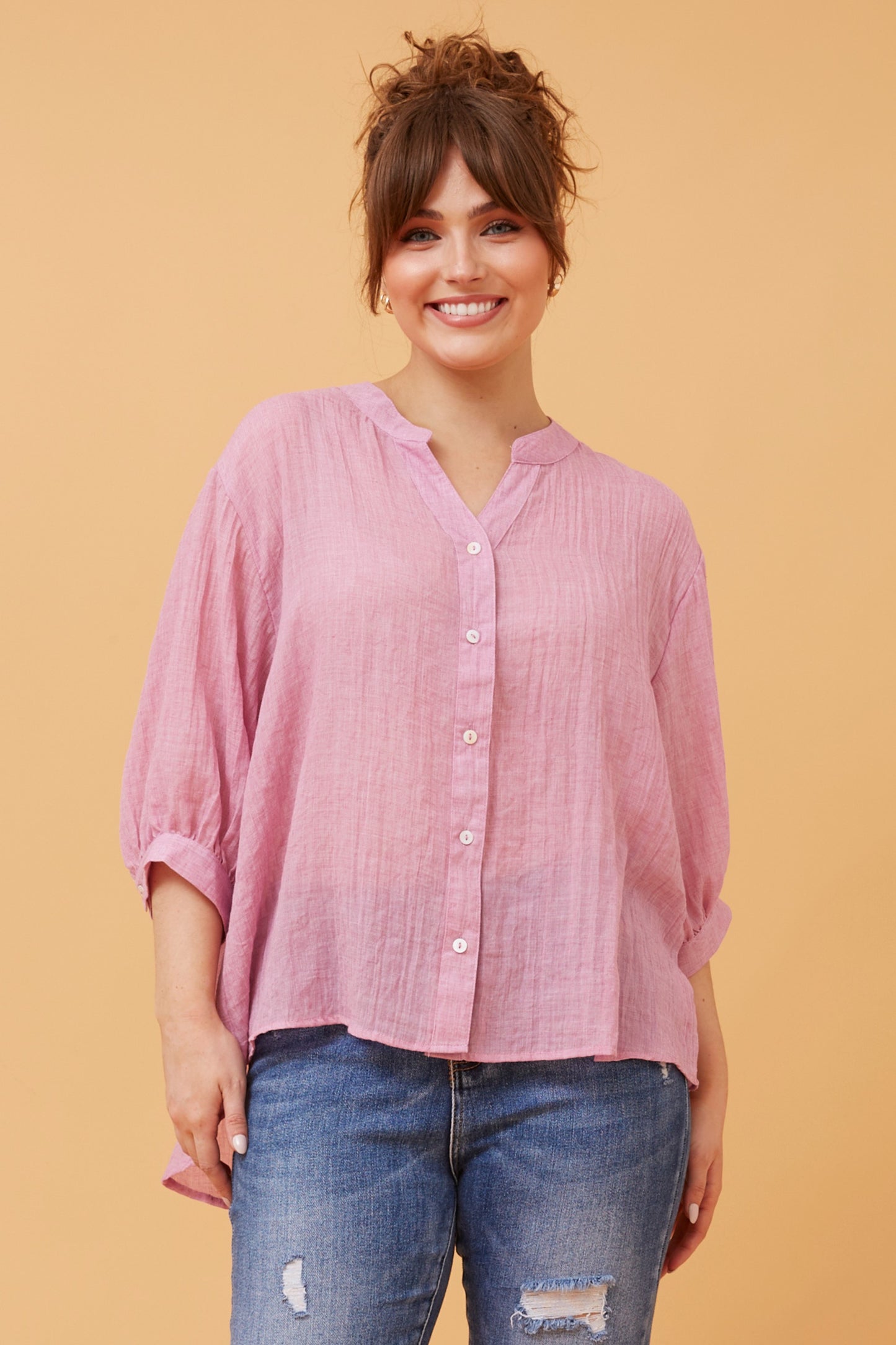 Rosa Shirt with Back Button Detail - Rouge T511586