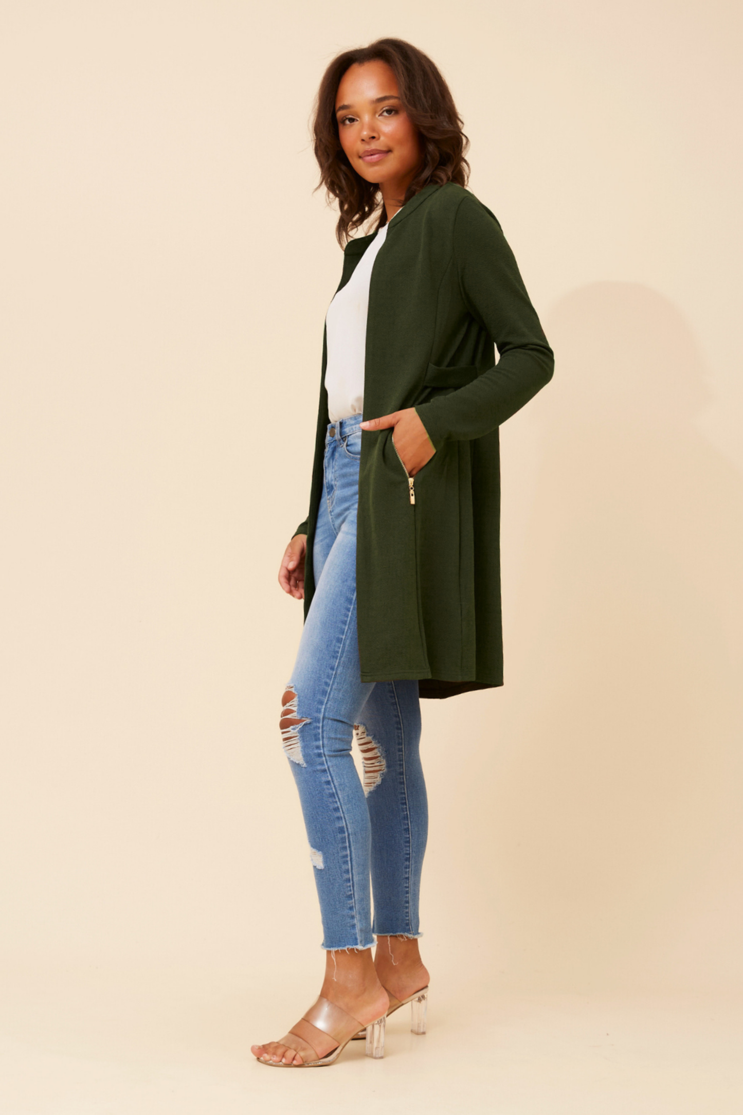 Elena Black Cardigan- Khaki C512655