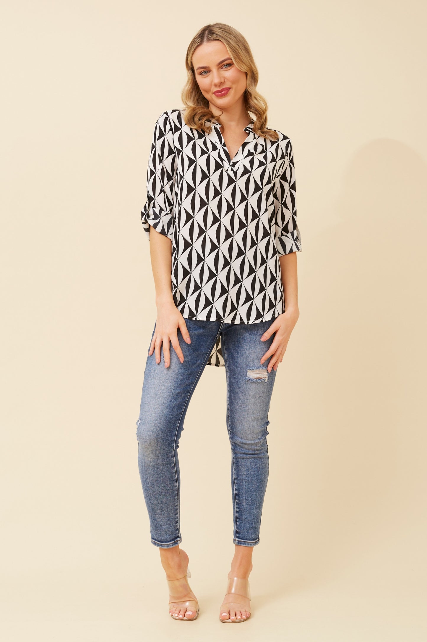 Sin Geometric Print Blouse T520207