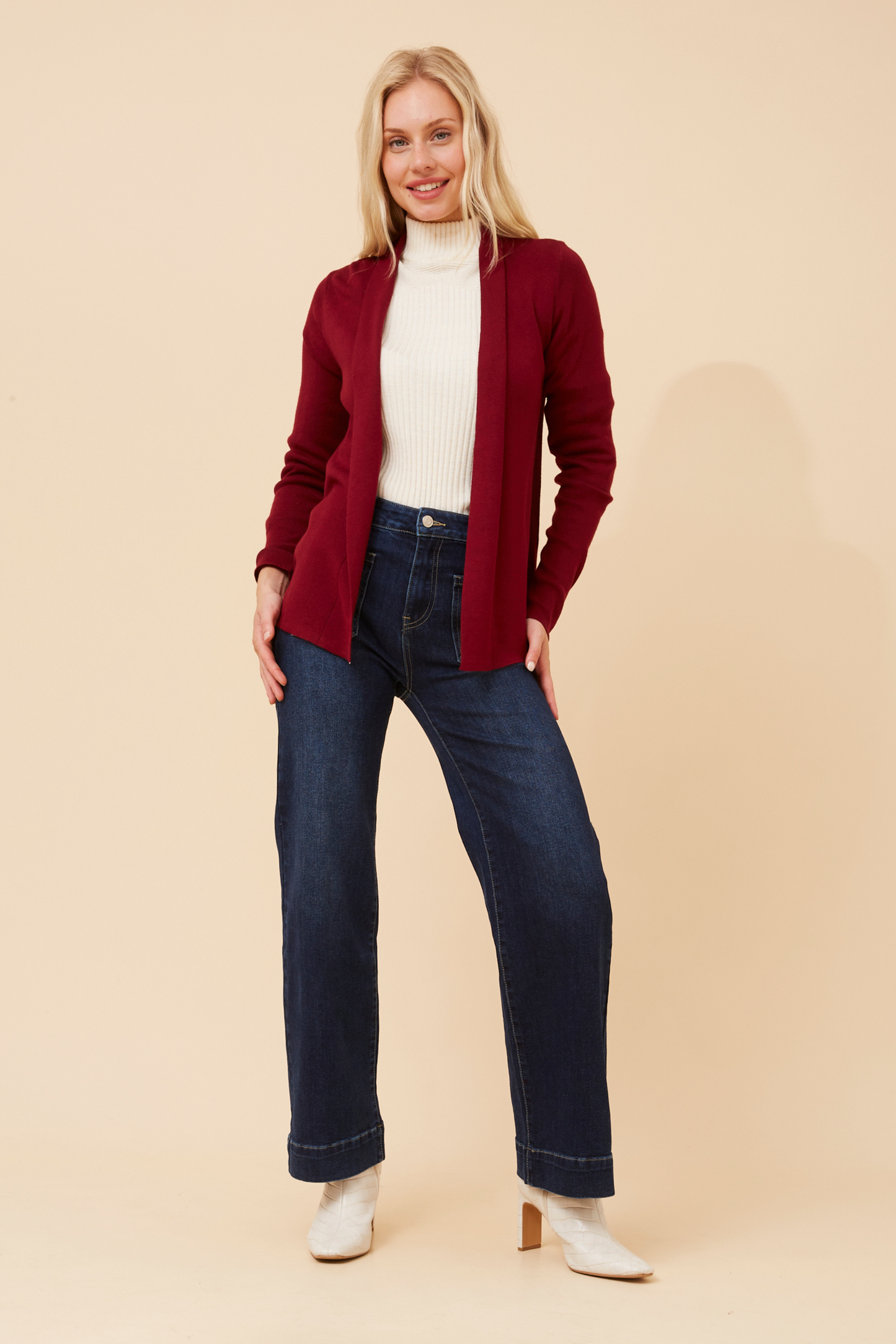 Shawl Collar Cardigan KC521966 Red Dahlia