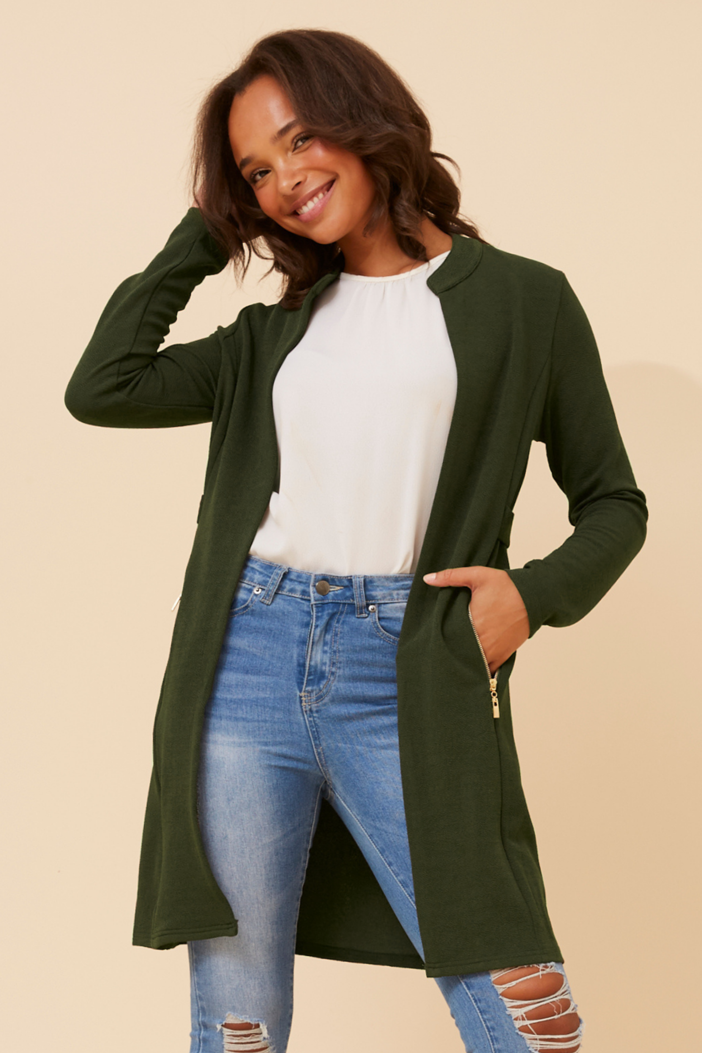Elena Black Cardigan- Khaki C512655
