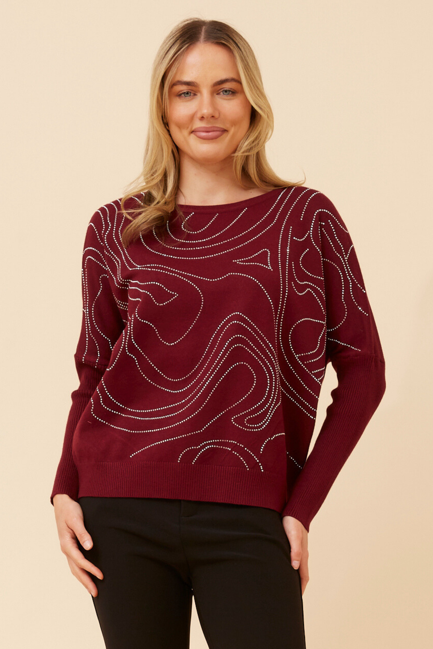 Rylin Diamante Knit Kp177129 Wine