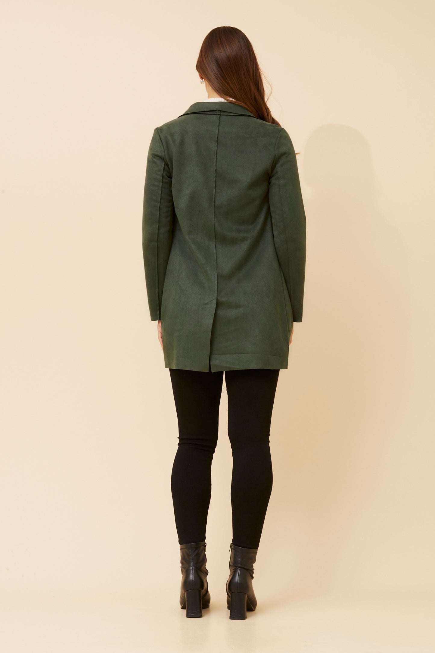 Hilton Faux Suede Coat Dark Green- CO512377