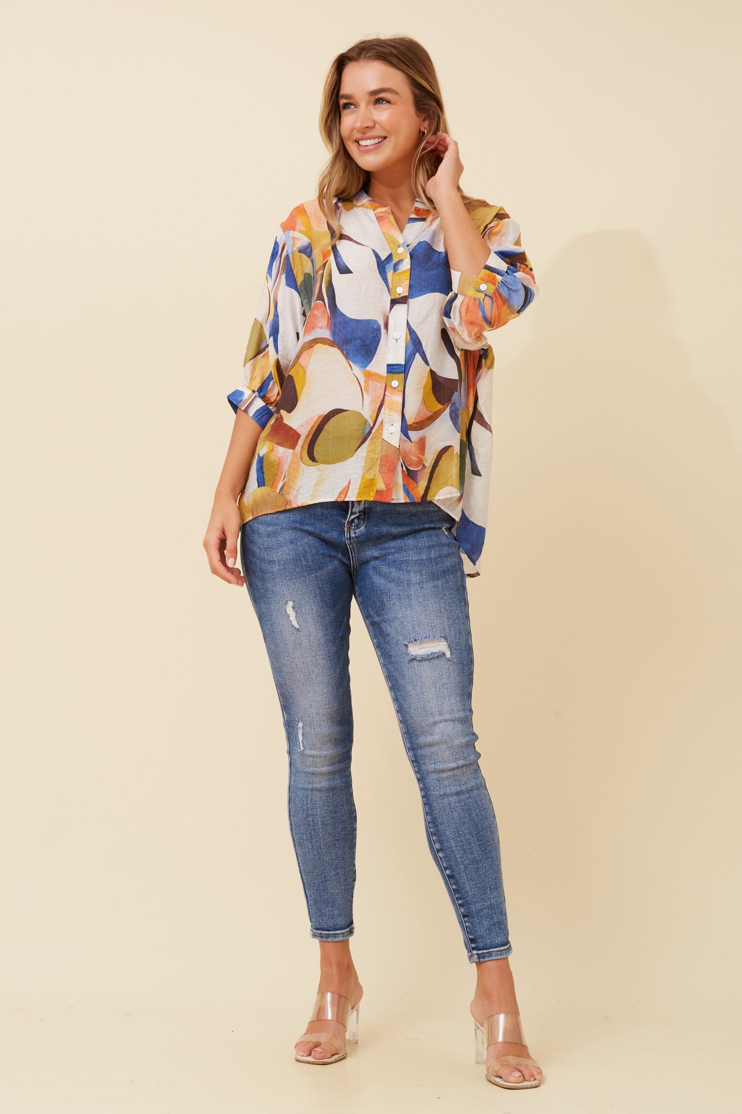 Lotus Print Blouse T519117 Blue