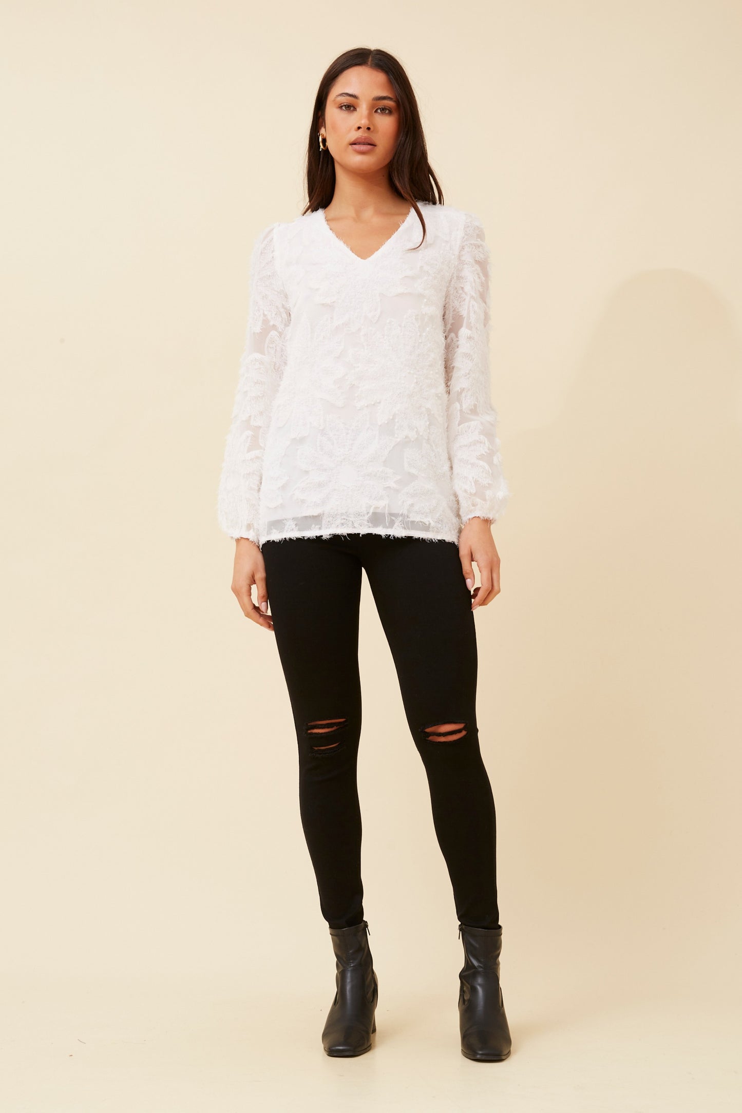 Azra Floral Pattern Blouse T733982 White