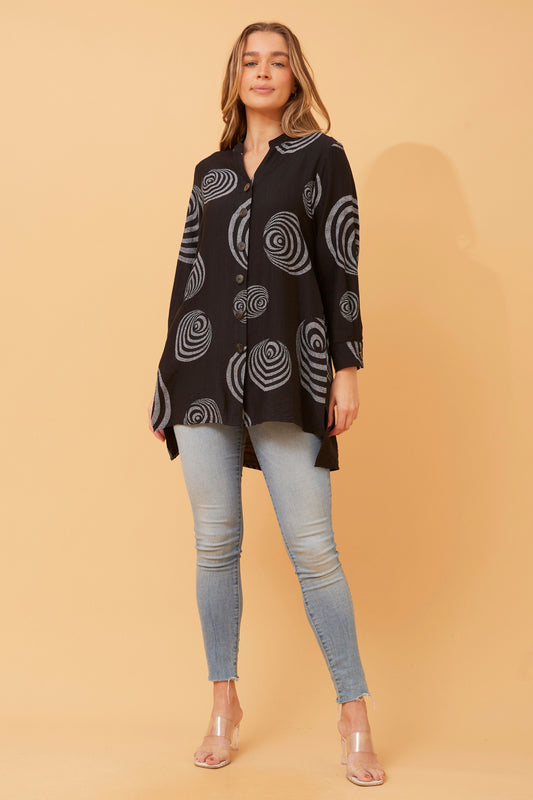 Claire Abstract Print Shirt T518979 Black