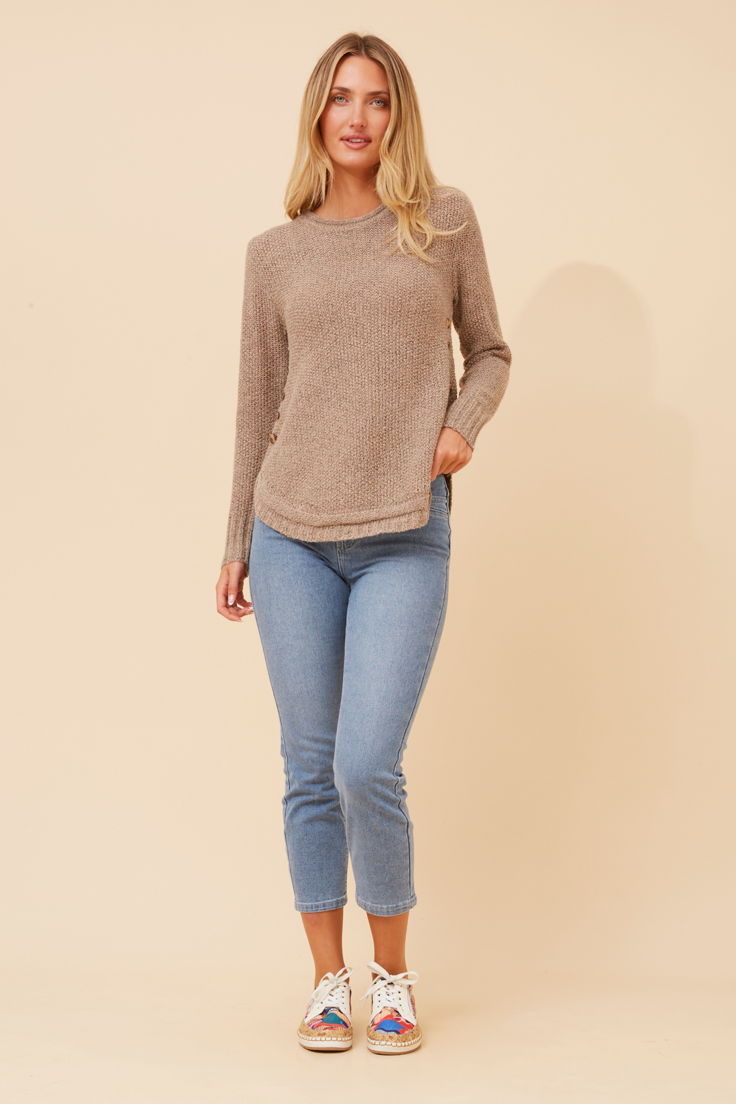 Jerry Button Detail Knit KP508431 Sand