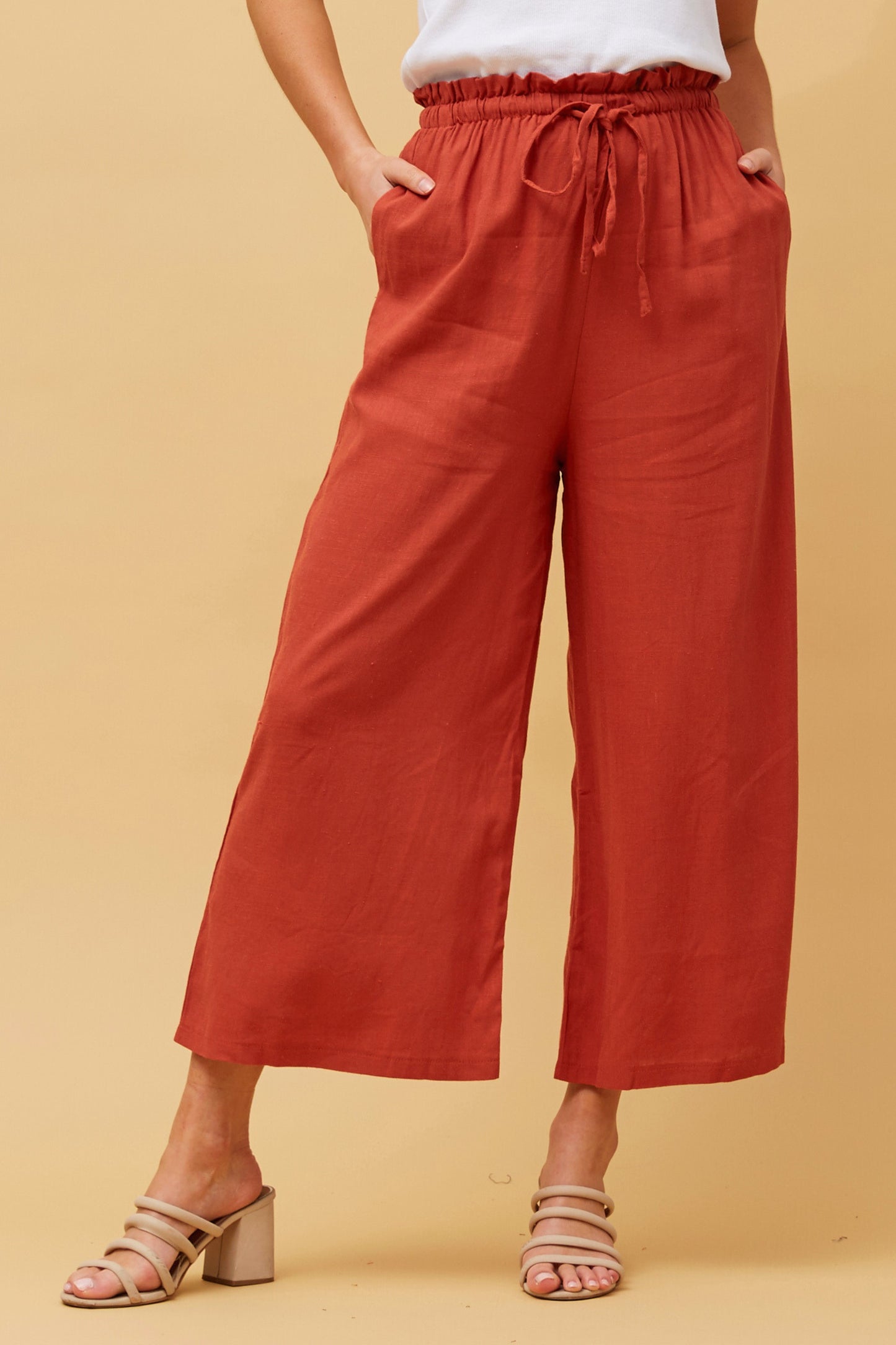 Alexa Linen Pants - Rust P509224