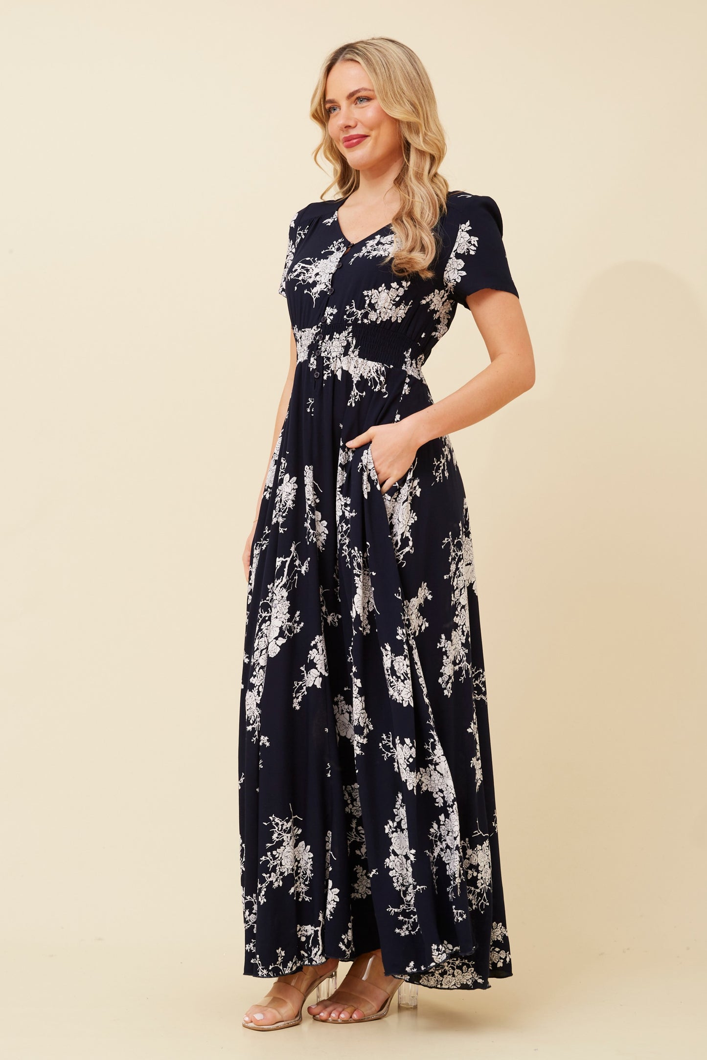 Hazel Floral Print Maxi Dress D510080 Multi Navy