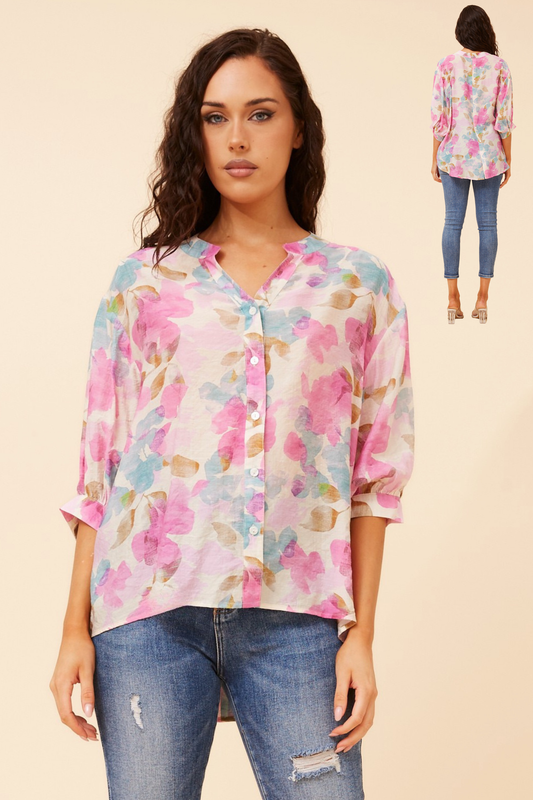 Rosa Floral Print Shirt- T524763 Multi Pink