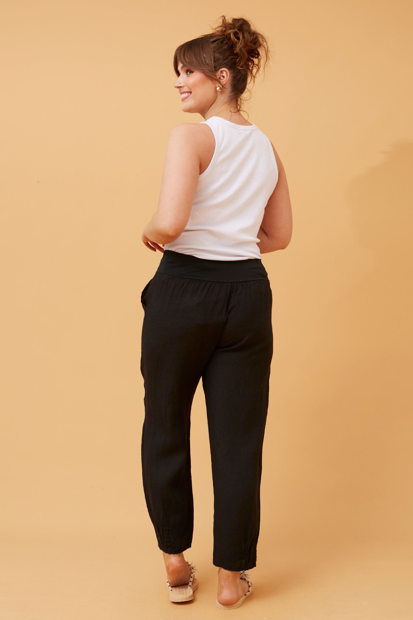 Linen Italian Pant P516694 Black