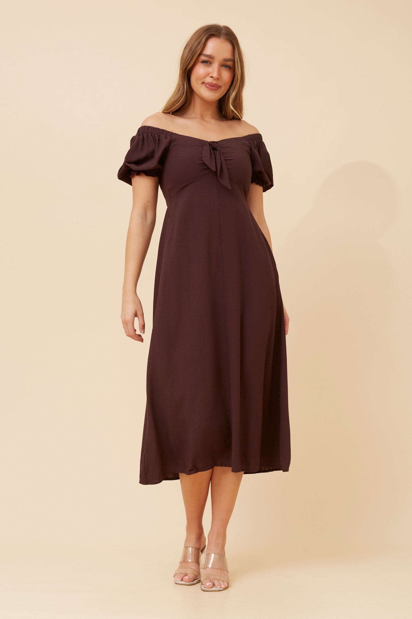 Anne Front Bow Dress - D512961 Chocolate