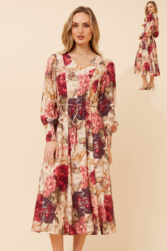 Dallce Floral Party Dress D526640 Beige