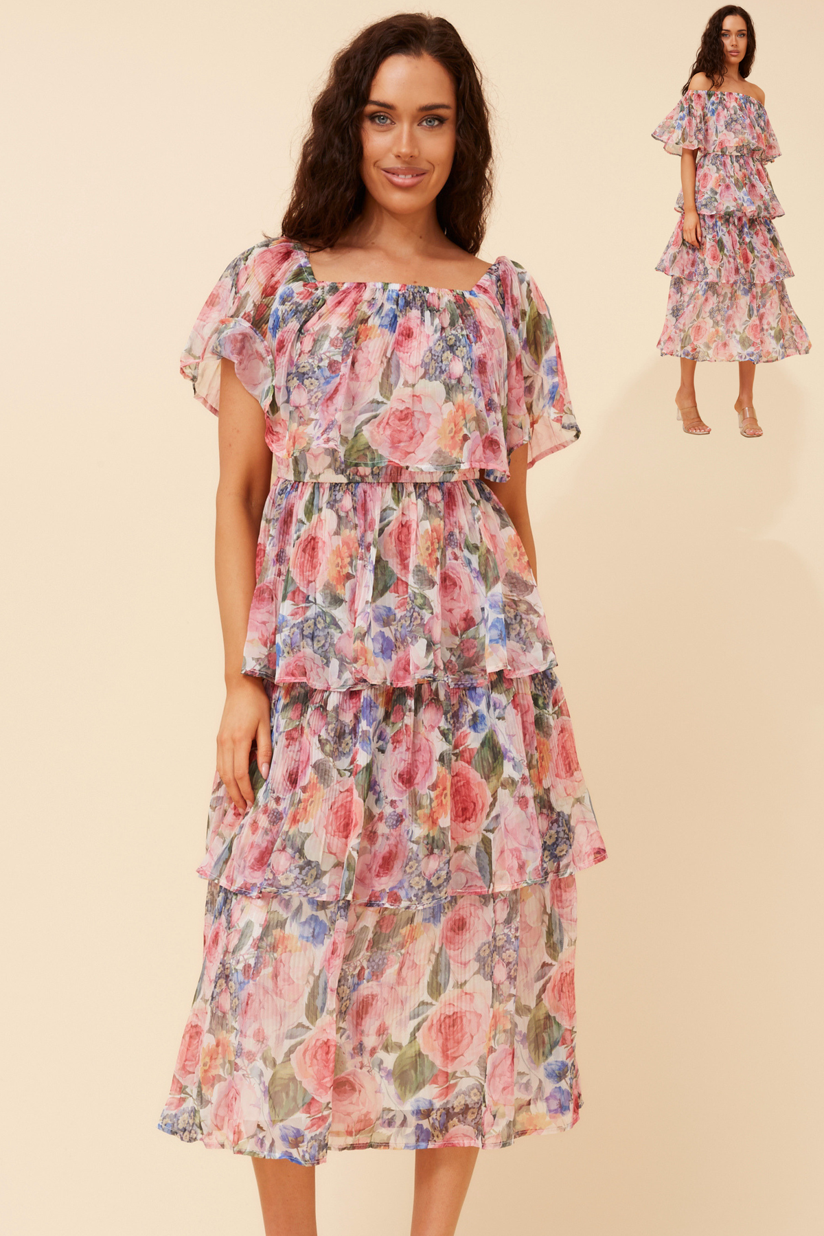 Valena Floral Dress D179881 Multi White