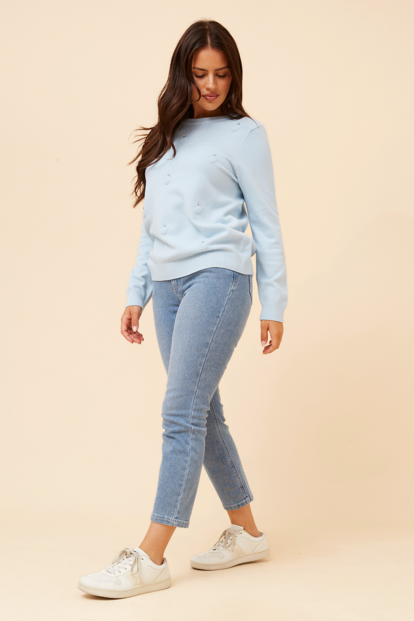 Billy Diamante Detail Knit KP525901 Skylight