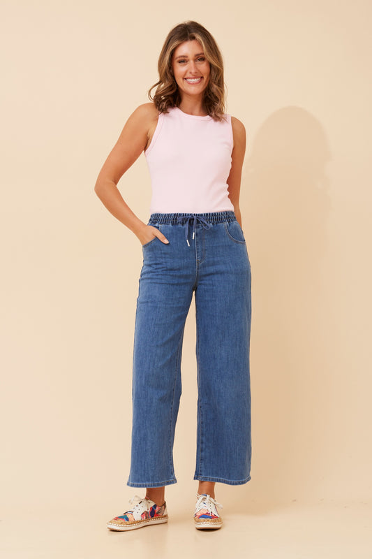 Beatrice P524855 Mid Denim Wide leg