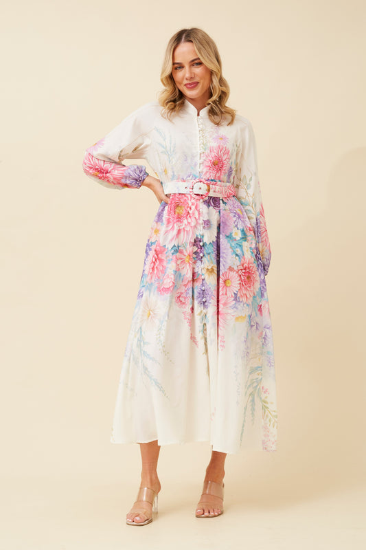 Estelle Long Sleeves Floral Midi Dress D523129