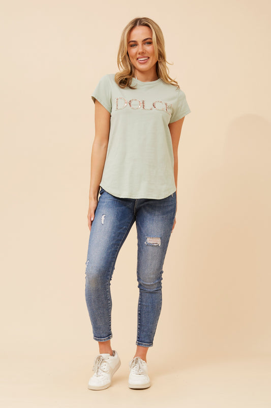 Dolce Graphic T-Shirt T522978 Sage