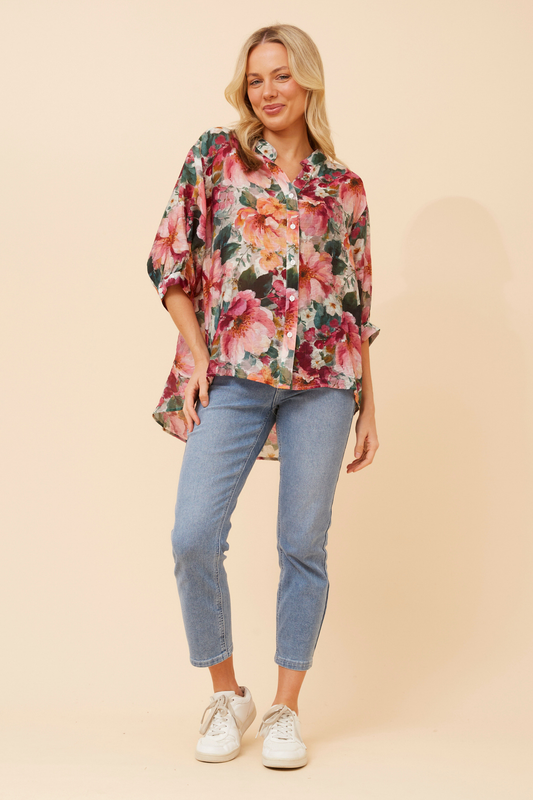 Rosa Floral Shirt with Back Button Detail - T526260