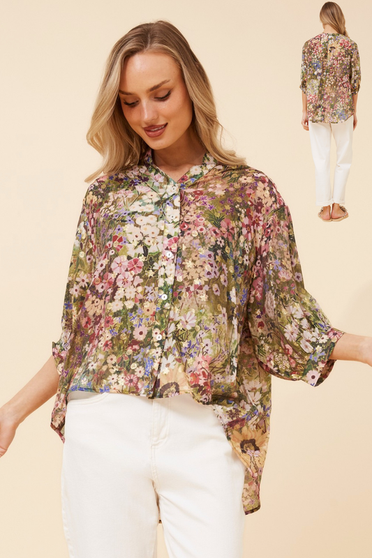 Rosa Floral Shirt with Back Button Detail - T736906