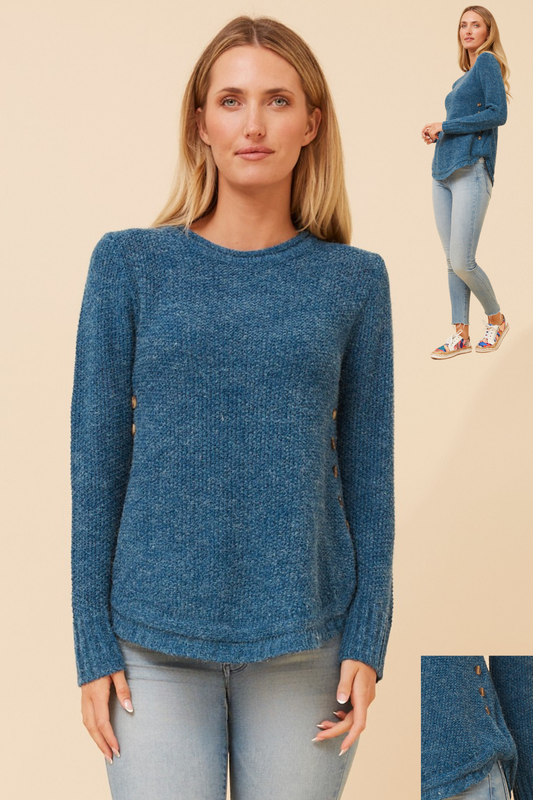 Jerry Button Detail Knit KP508431 Teal