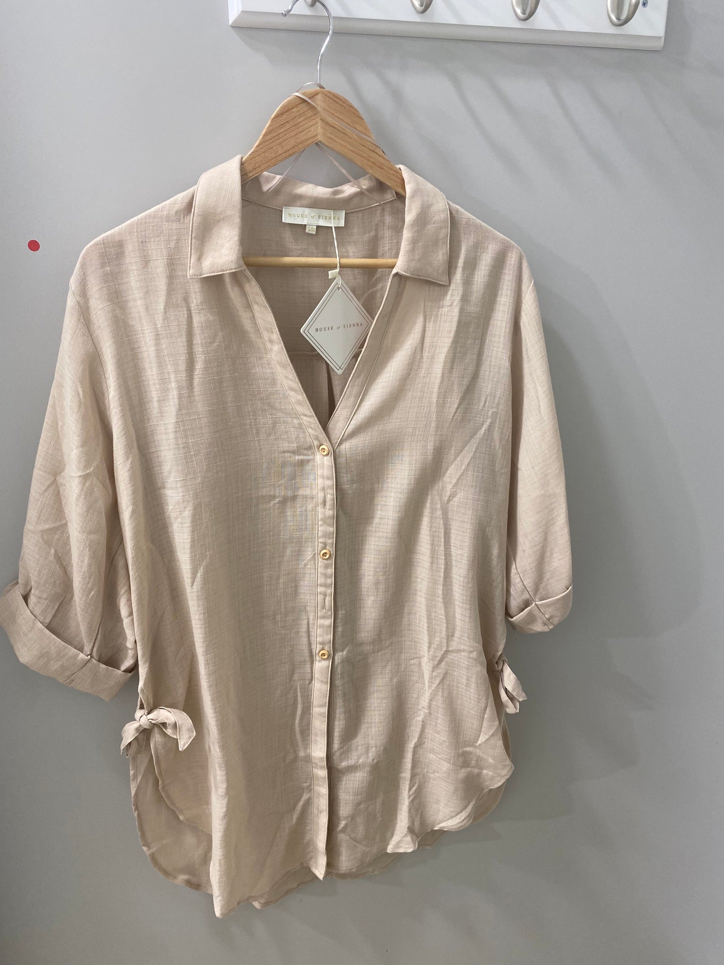 Becky Shirt with Side Tie Details Bisque