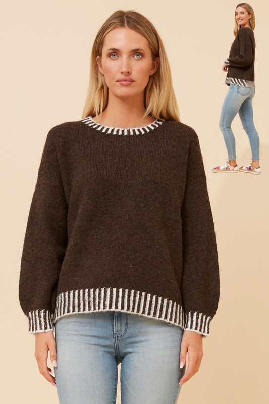Zara Trim Details Jumper KP734293 Chocolate