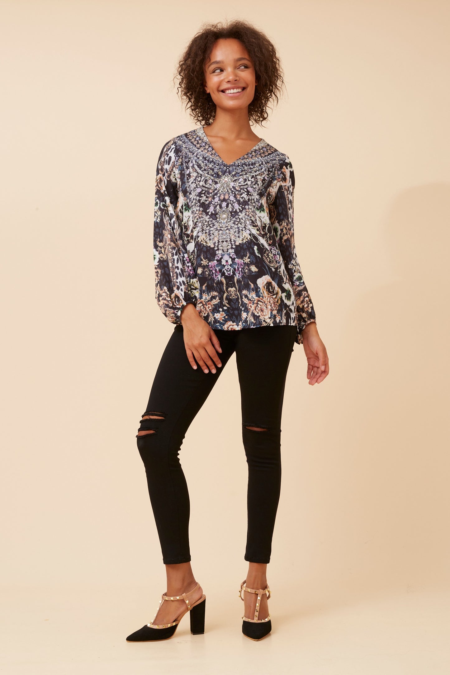 Belina Diamante Blouse T522159 Black