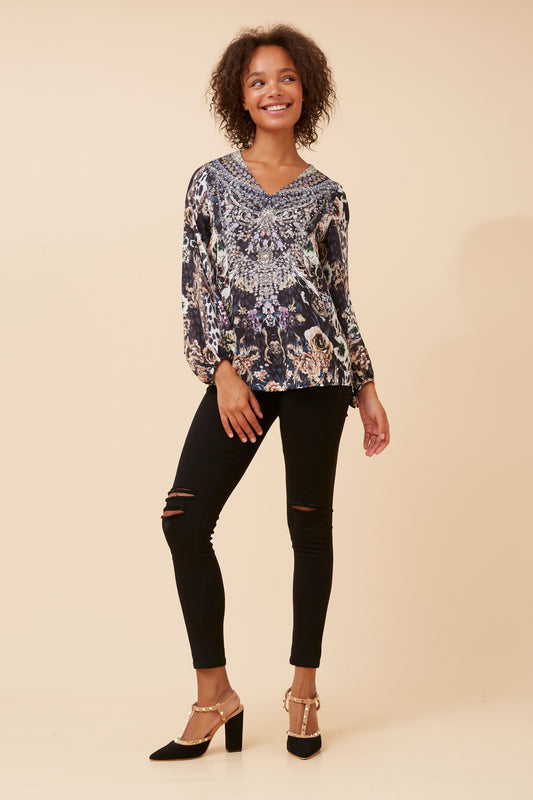 Belina Diamante Blouse T522159 Black