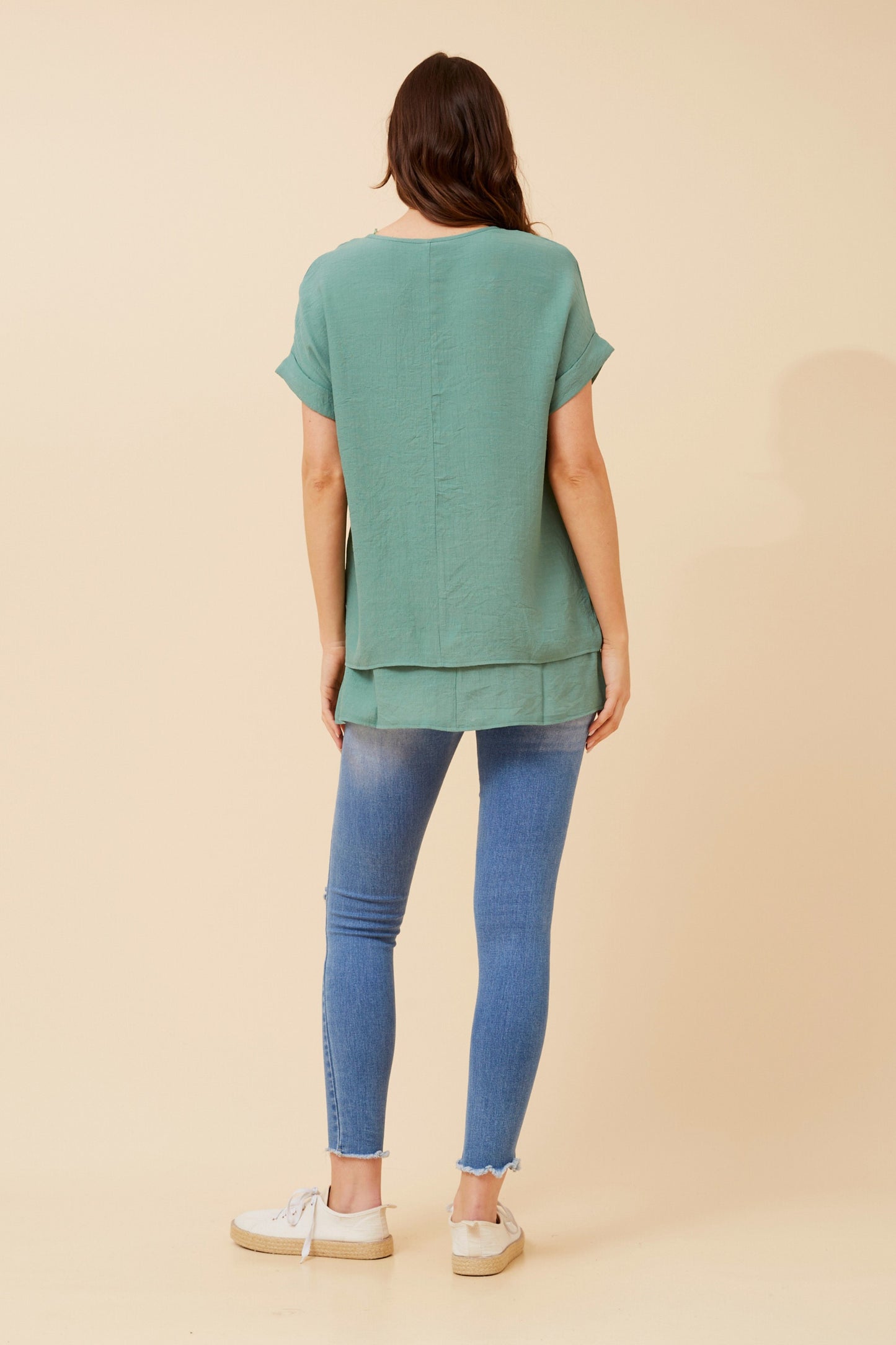 Soraya Double Layer Top T523077 Green Ash