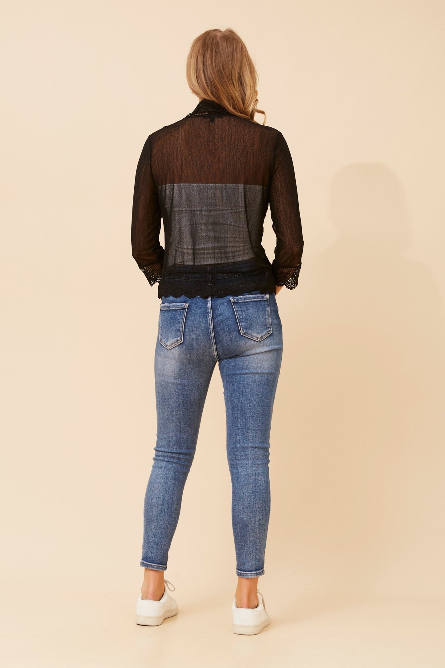 Ehna Mesh Short Cardigan C525235 Black