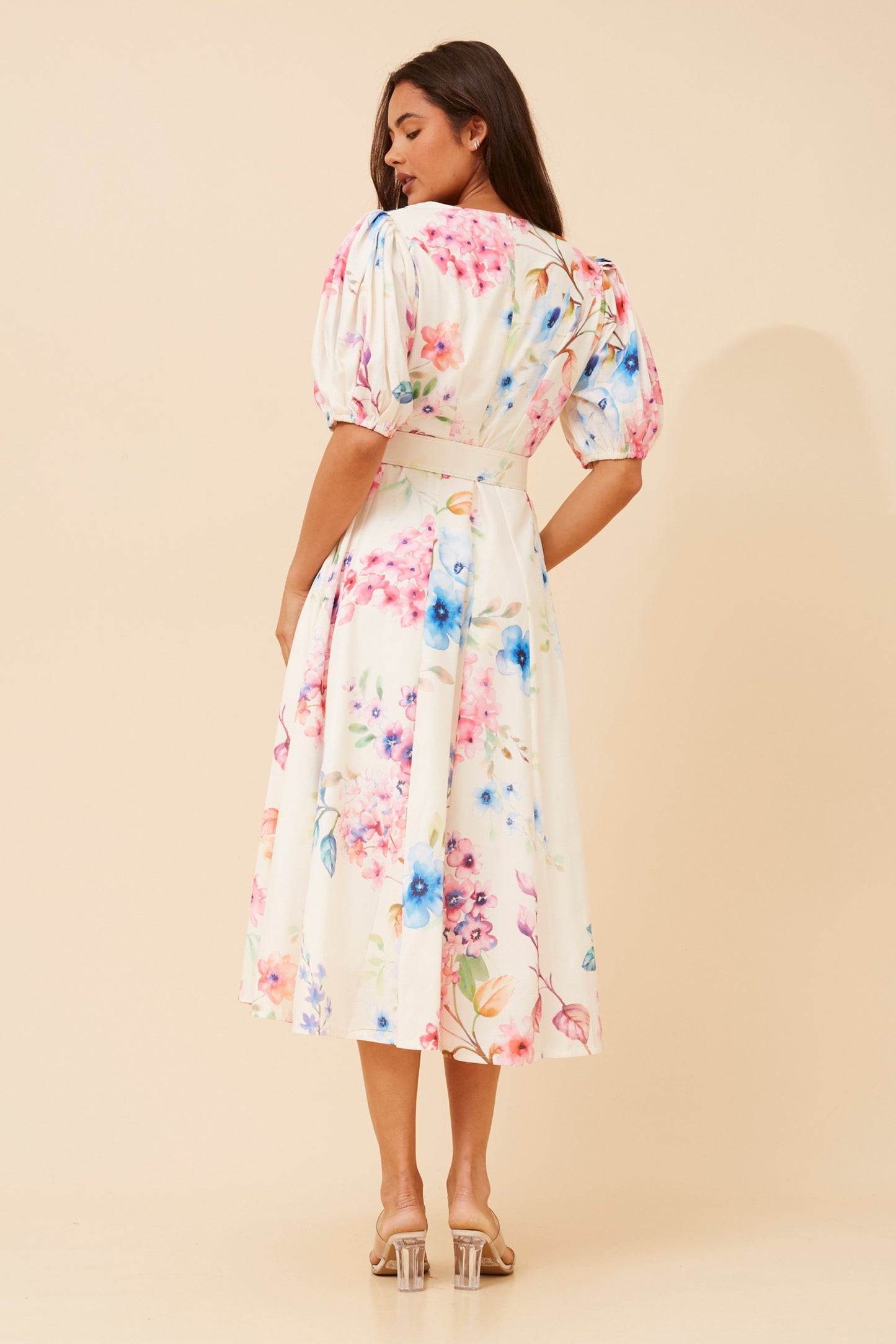 Estelle Floral Midi Dress with Belt D734535