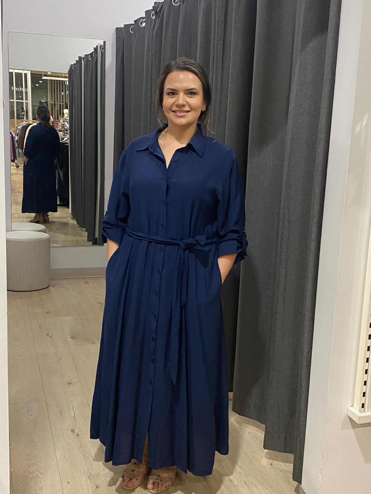 Inea Midi Shirt Dress Navy