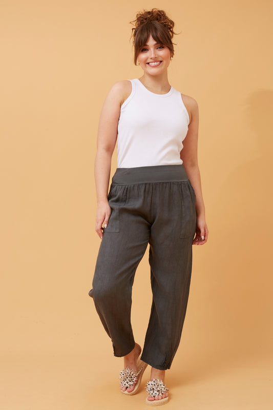 Linen Italian Pant P516694 Charcoal