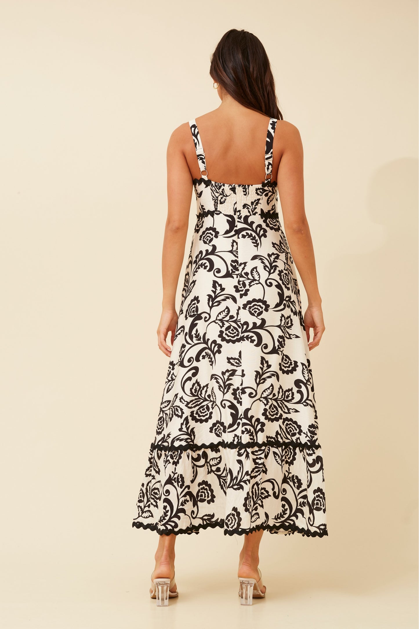 Lili Floral Print Dress - Black & White