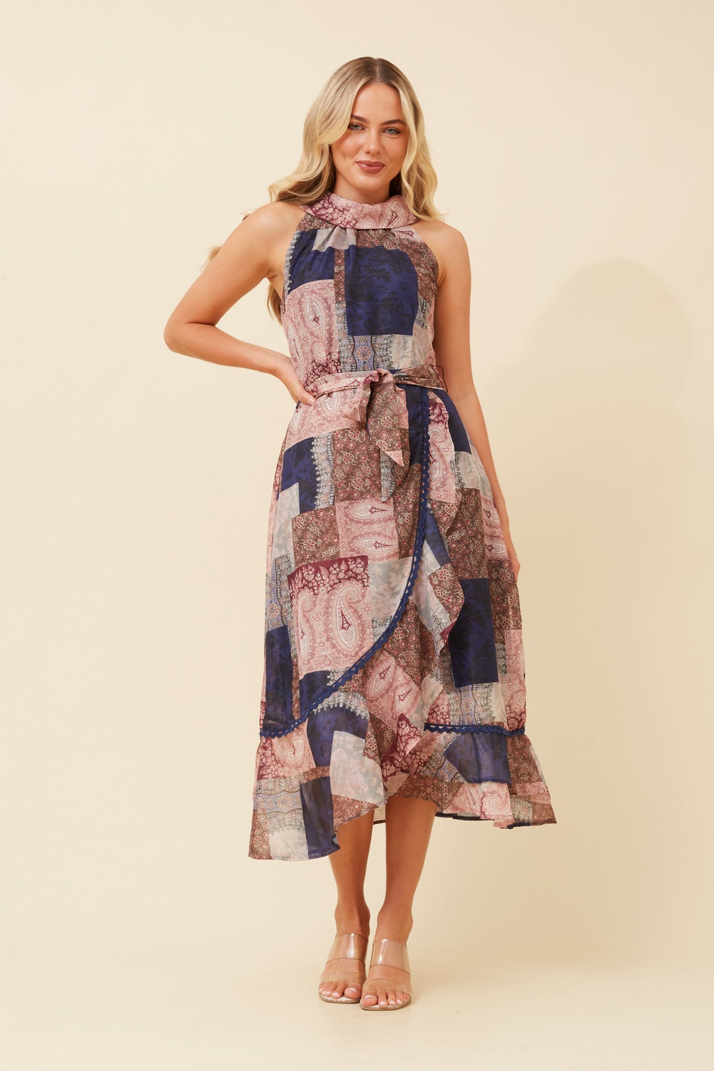Angie Halter Neck Foil Printed Dress D521794
