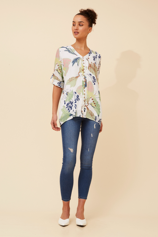 Edie Floral Print Button Top T526522