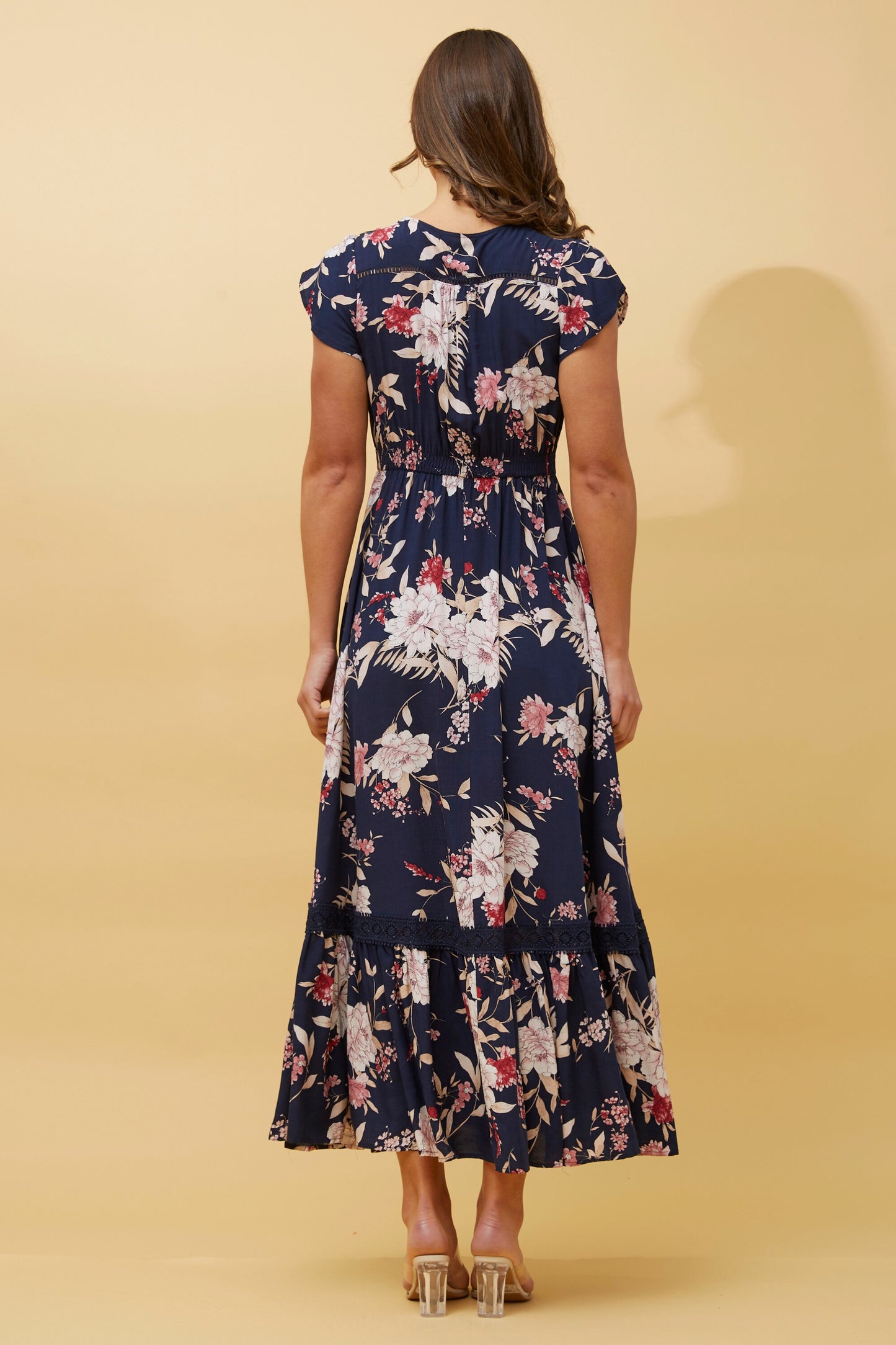 Merci Floral Maxi Dress - Multi Navy D513068