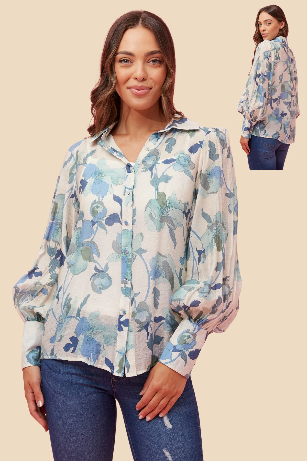 Brielle Floral Blouse T515411 Green
