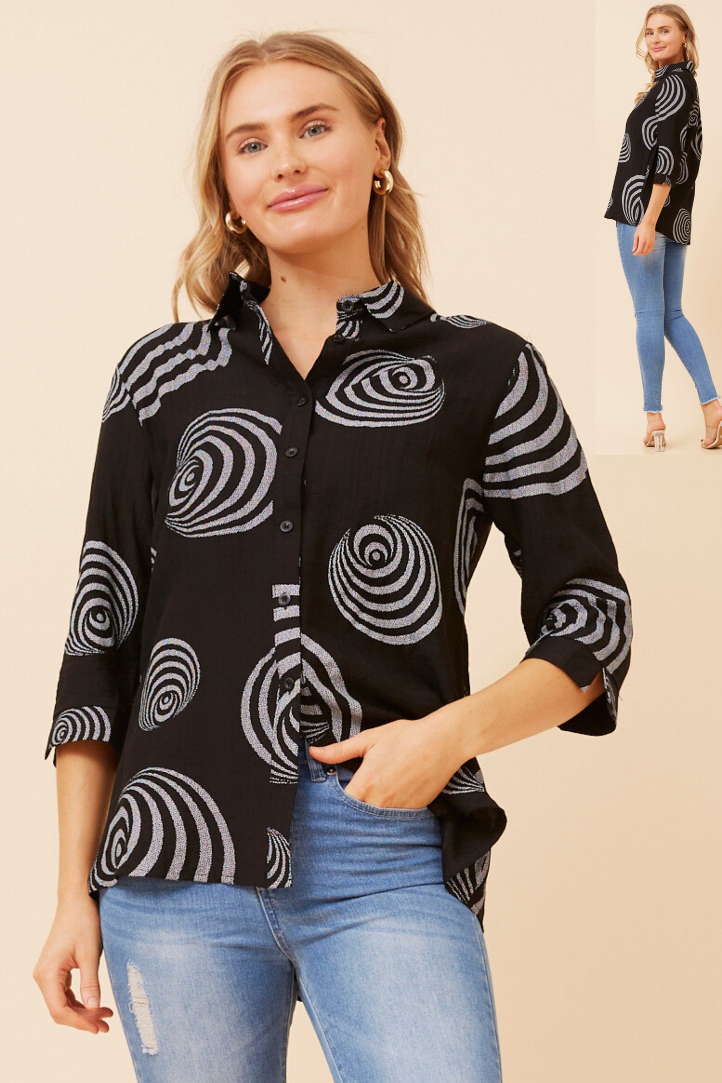 Bella Abstract Print T523432 Black & White