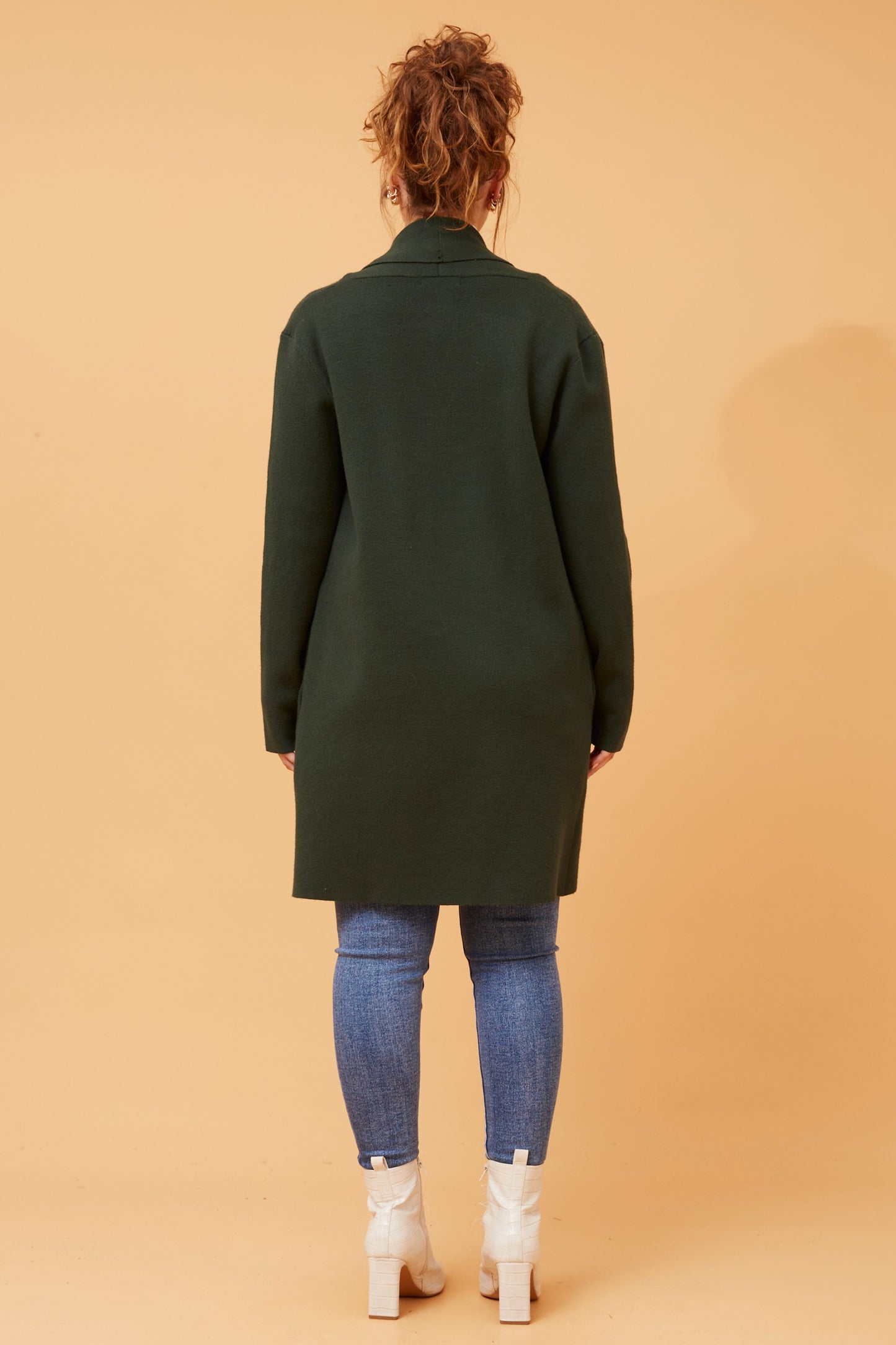 Shawl Collar Knitted Cardigan KC508475 Dark Green