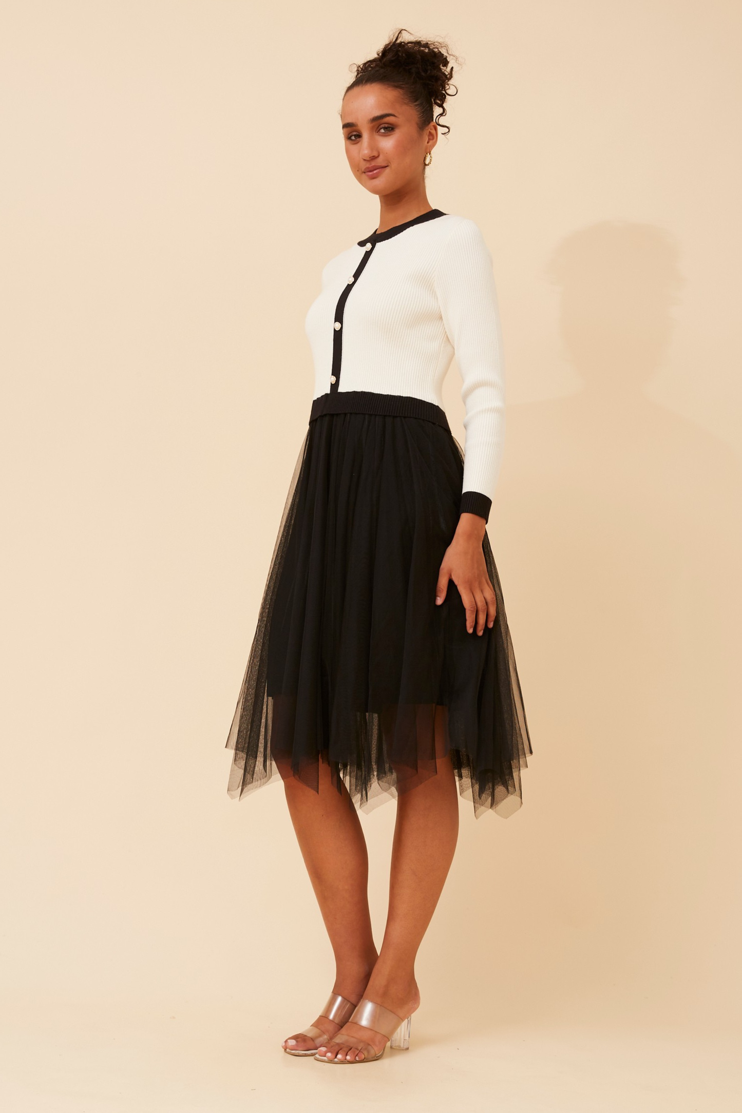 Ovi Knit Dress with Tulle Skirt KD175609