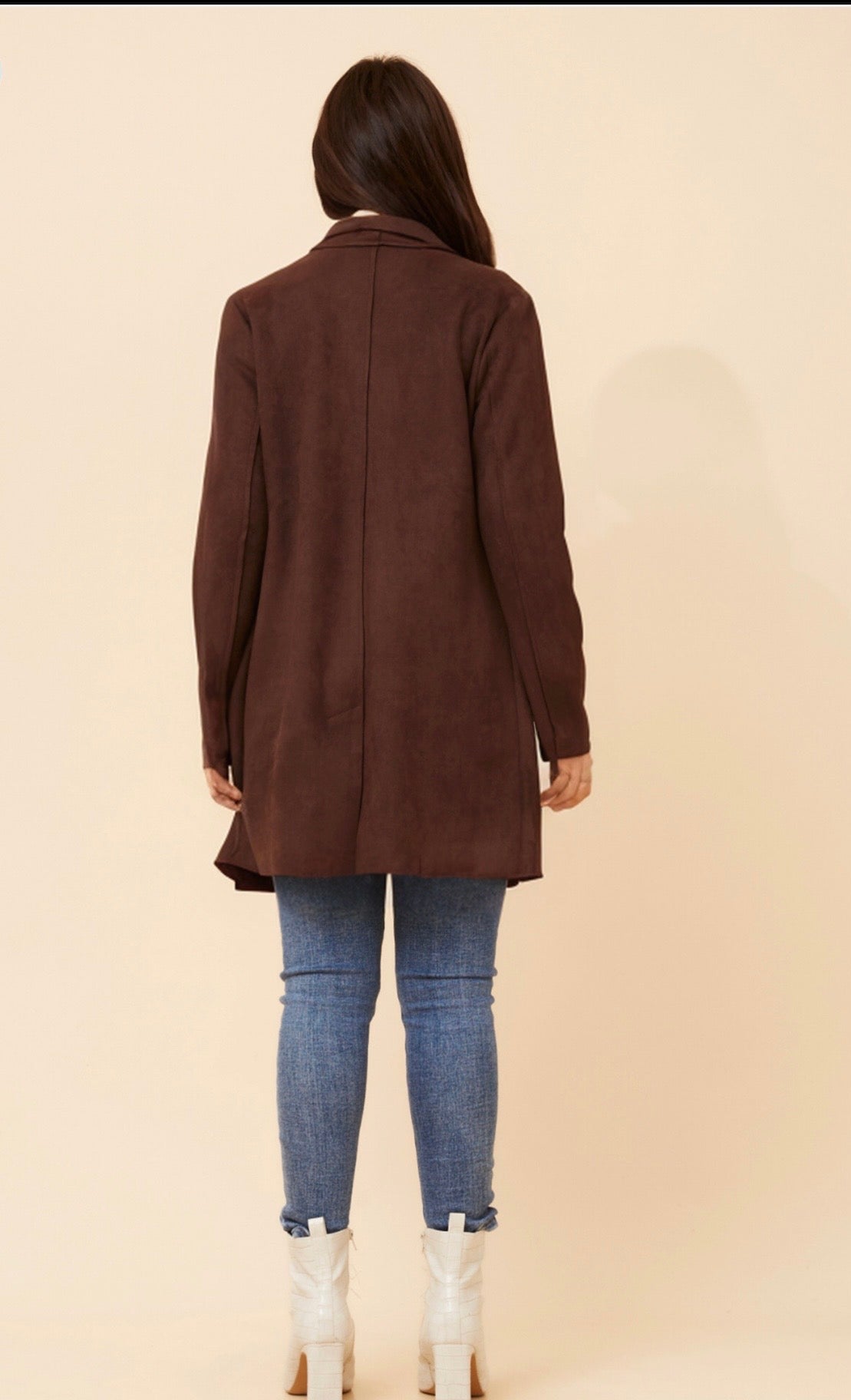 Hilton Faux Suede Coat Chocolate- CO512377