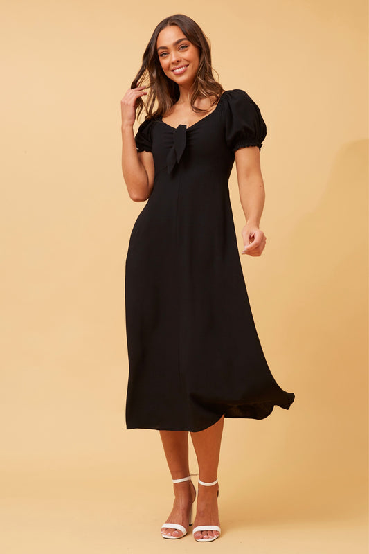 Anne Front Bow Dress - Black D520357