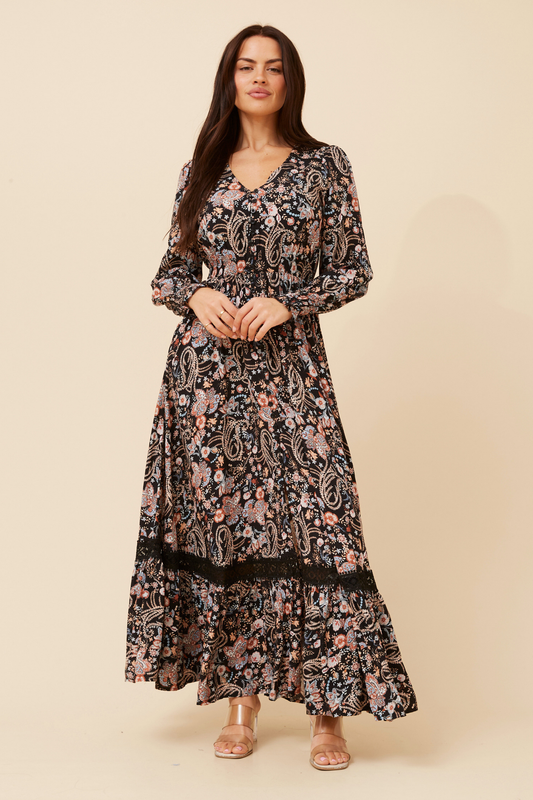 Mira Floral Print Maxi Dress D735529