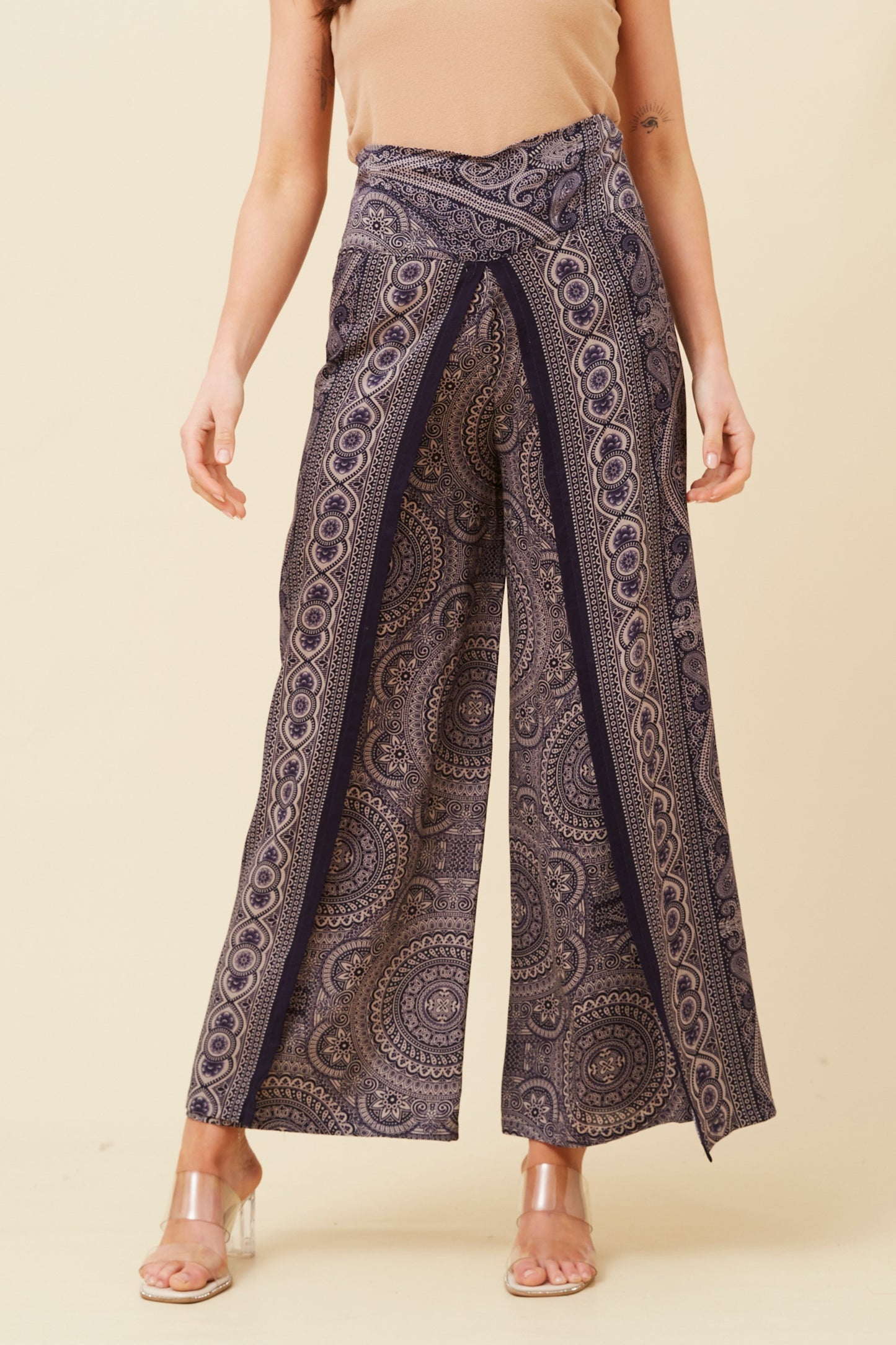 Elephant Printed Pant P520839- Navy