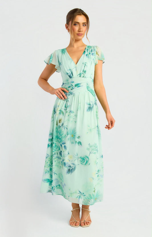 Sana Floral Print Midi Dress SDR2000A