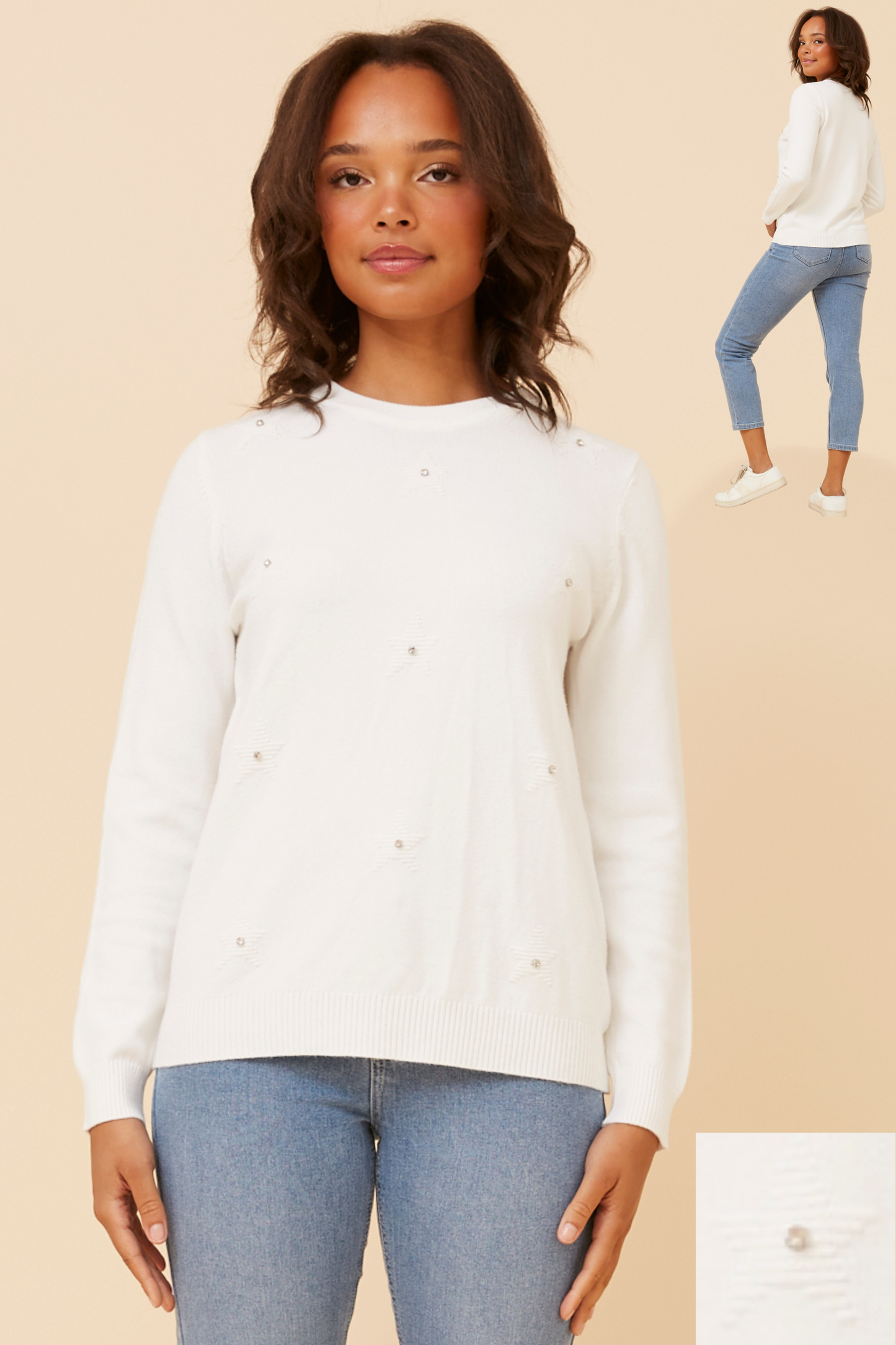 Berita Pearl Detail Knit KP525906 White